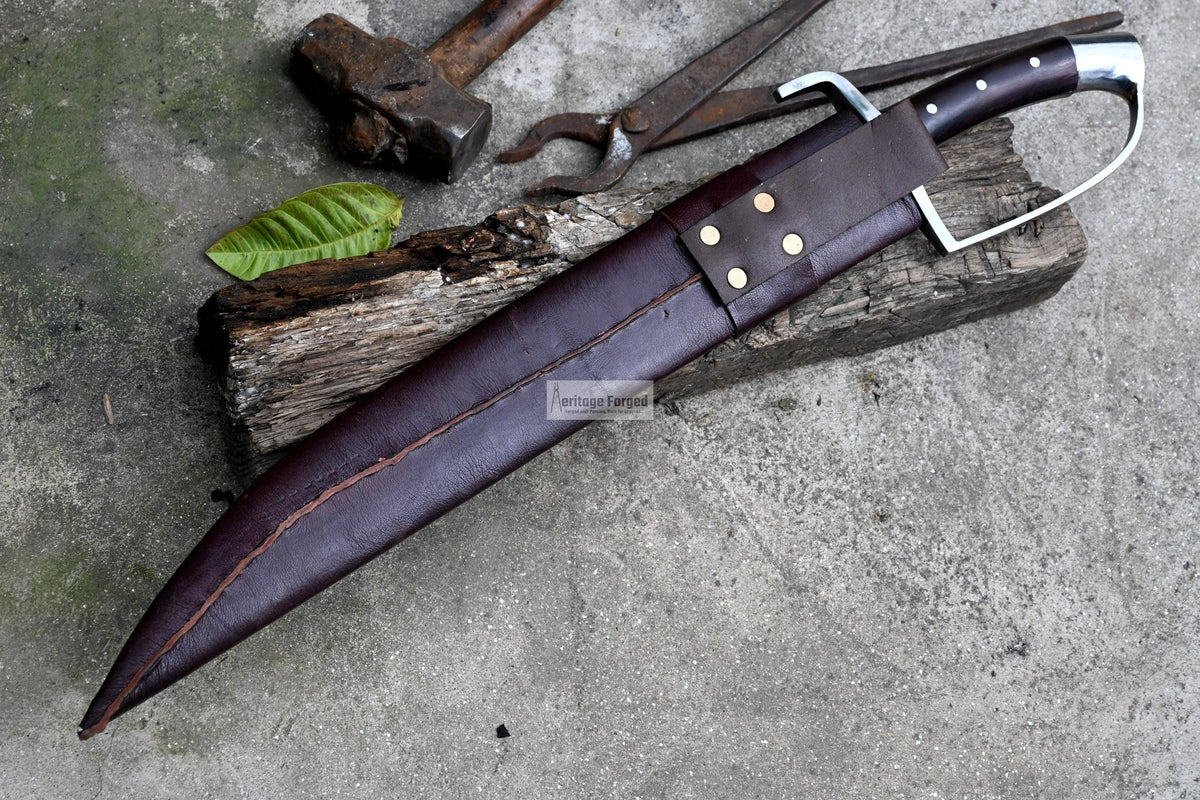 LONG SEAX MACHETE / Large Seax knife/ 18 inches Long Blade Heavy duties machete/ Full tang/ Leaf spring of truck/ Tempered/Sharpen/Working