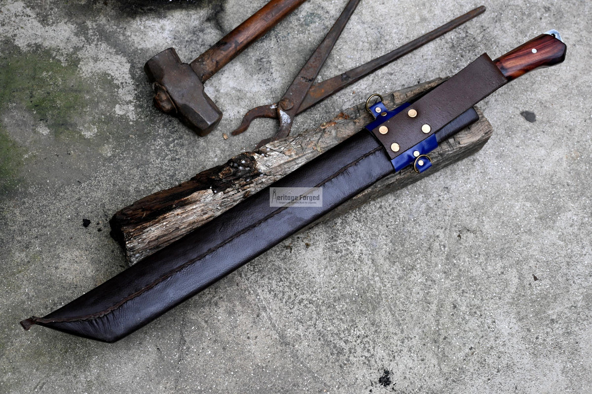 TANTO MACHETE / Large Jungle Machete/20 inches Long Blade Heavy duties machete/ Full tang/ Leaf spring of truck/ Tempered/Sharpen/Working