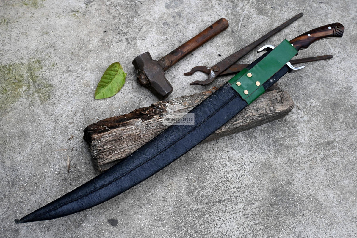 SCIMITAR SWORD/24 inches Long Blade hand forged Sword/Leaf spring of truck/Rosewood Handle/Sharpen/Tempered/Ready to use/knife/knives