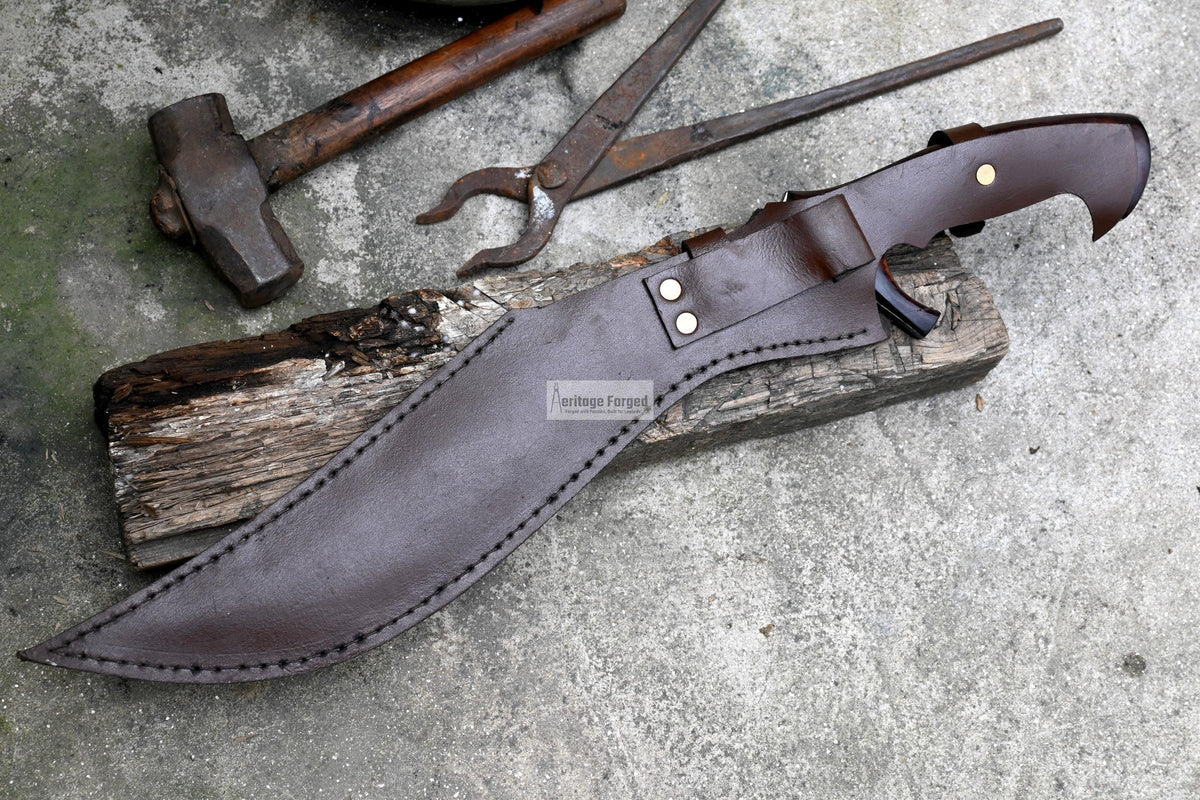 KUKRI MACHETE / Large Jungle Machete/ 16 inches Long Blade Heavy duties machete/ Full tang/ Leaf spring of truck/ Tempered/Sharpen/Working