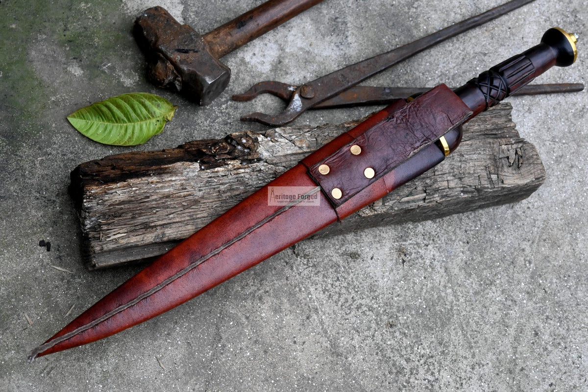 SCOTTISH DIRK/16 inches Long Blade Hand forged dirk knife /Leaf spring of truck/Rosewood Handle/Sharpen/Tempered/Ready to use/knife/knives