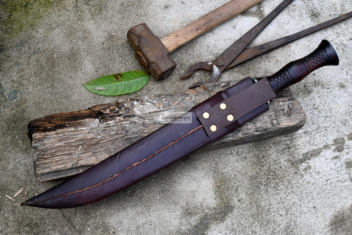 HUNTING KNIFE / 15 inches long Blade Hunting knife / Hand forged knife / Made from Leaf spring of truck / Tempered / Sharpen/ Ready to use