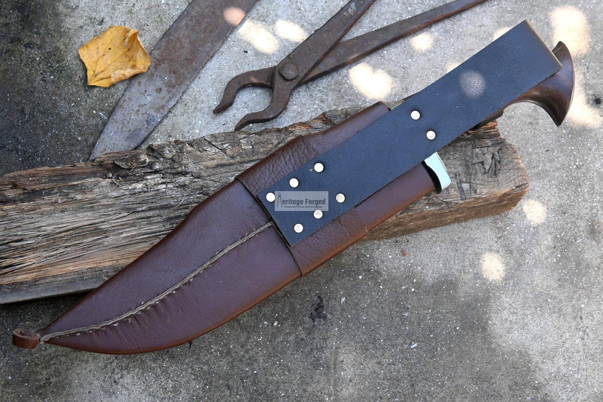 BOWIE KNIFE / 12 inches long Blade / Hand forged Bowie knife / Made from Leaf spring of truck / Tempered / Sharpen/ Ready to use