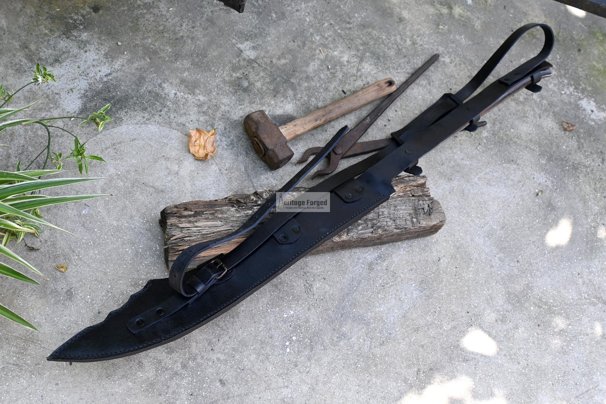 DAO MACHETE / Large Jungle Machete/20 inches Long Blade Heavy duties machete/ Long Handle/ Leaf spring of truck/ Tempered/Sharpen/Working