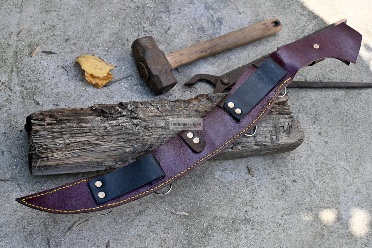 KHOPESH SHORT SWORD/ 18 inches Long Blade hand forged Egyptian khopesh sword /Leaf spring of truck /Sharpen/Tempered/Ready to use/knives