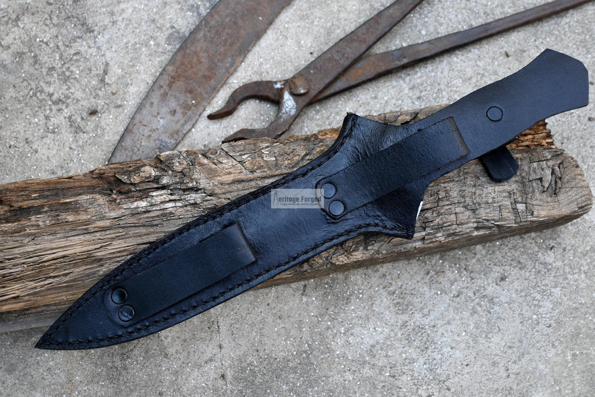 HUNTING DAGGER/9 inches long blade hunting knife/handmade knife/Leaf spring of truck/wooden Handle/Sharpen/Tempered/knife/knives