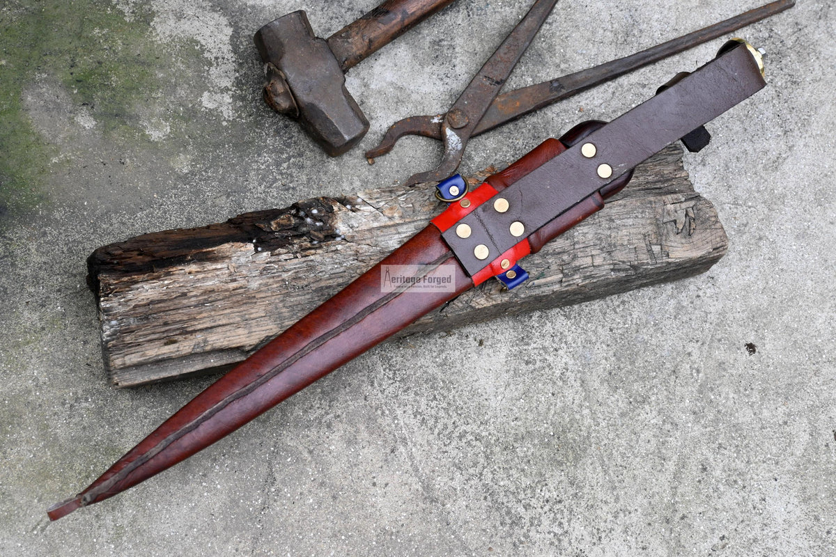 SCOTTISH DIRK/15 inches Long Blade Hand forged dirk knife /Leaf spring of truck/Rosewood Handle/Sharpen/Tempered/Ready to use/knife/knives