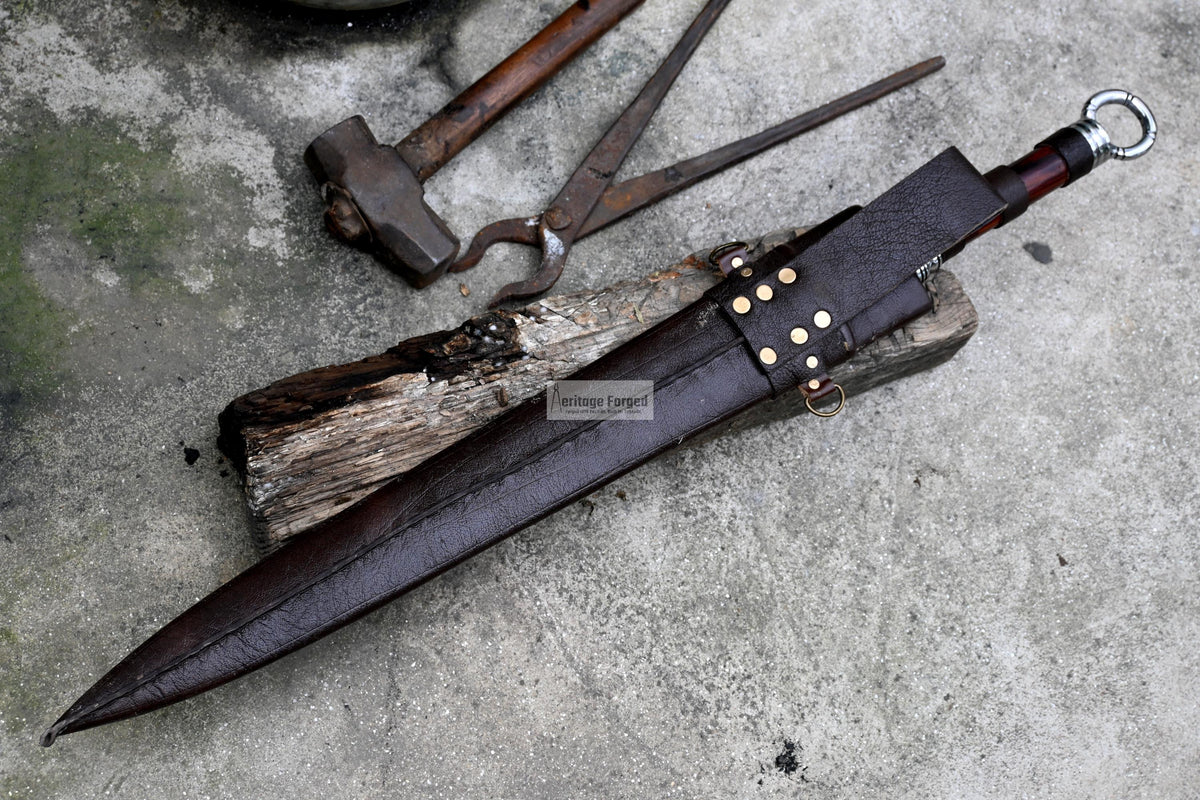 VIKING SWORD/20 inches Long Blade hand forged Sword/Leaf spring of truck/Rosewood Handle/Sharpen/Tempered/Ready to use/knife/knives
