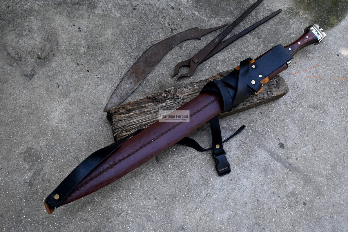 NORSEMAN VIKING SWORD/24 inches Long Blade hand forged Sword/Leaf spring of truck/Rosewood Handle/Sharpen/Tempered/Ready to use/knife/knives
