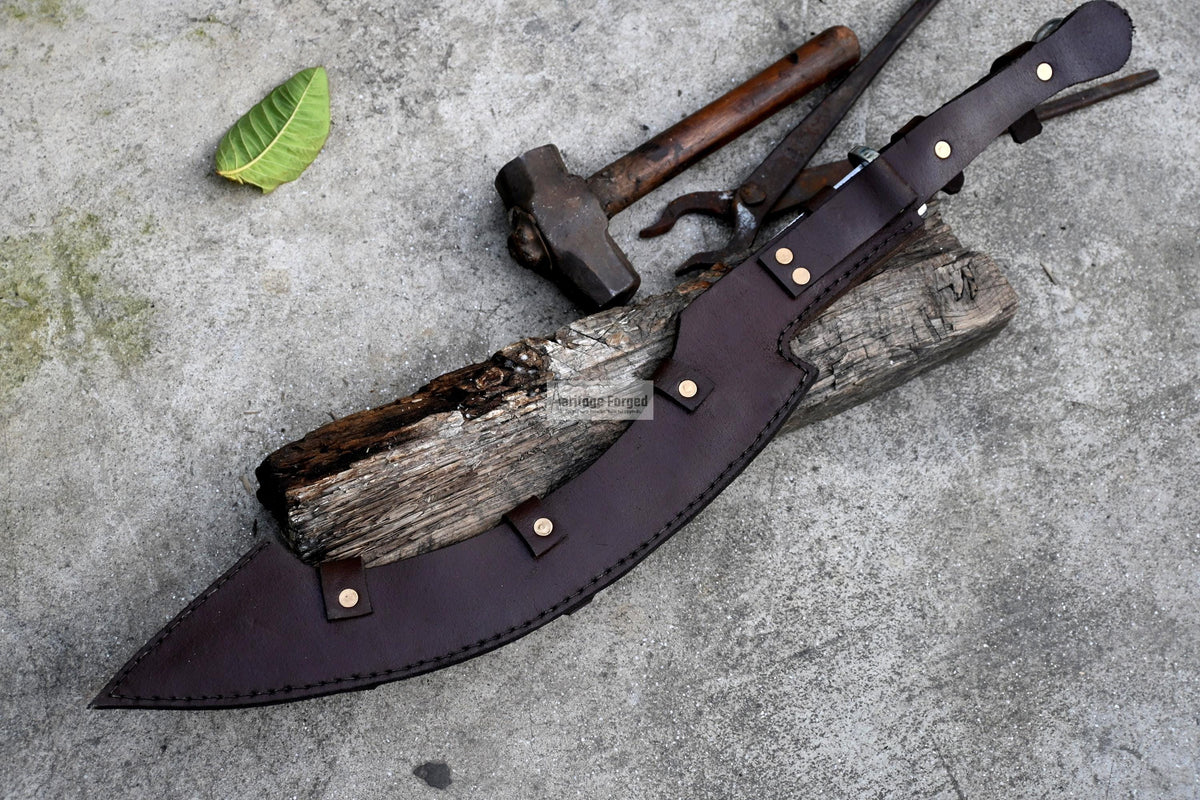 KHOPESH MACHETE/ 20 inches Long Blade hand forged Egyptian khopesh sword /Leaf spring of truck /Sharpen/Tempered/Ready to use/knife/knives