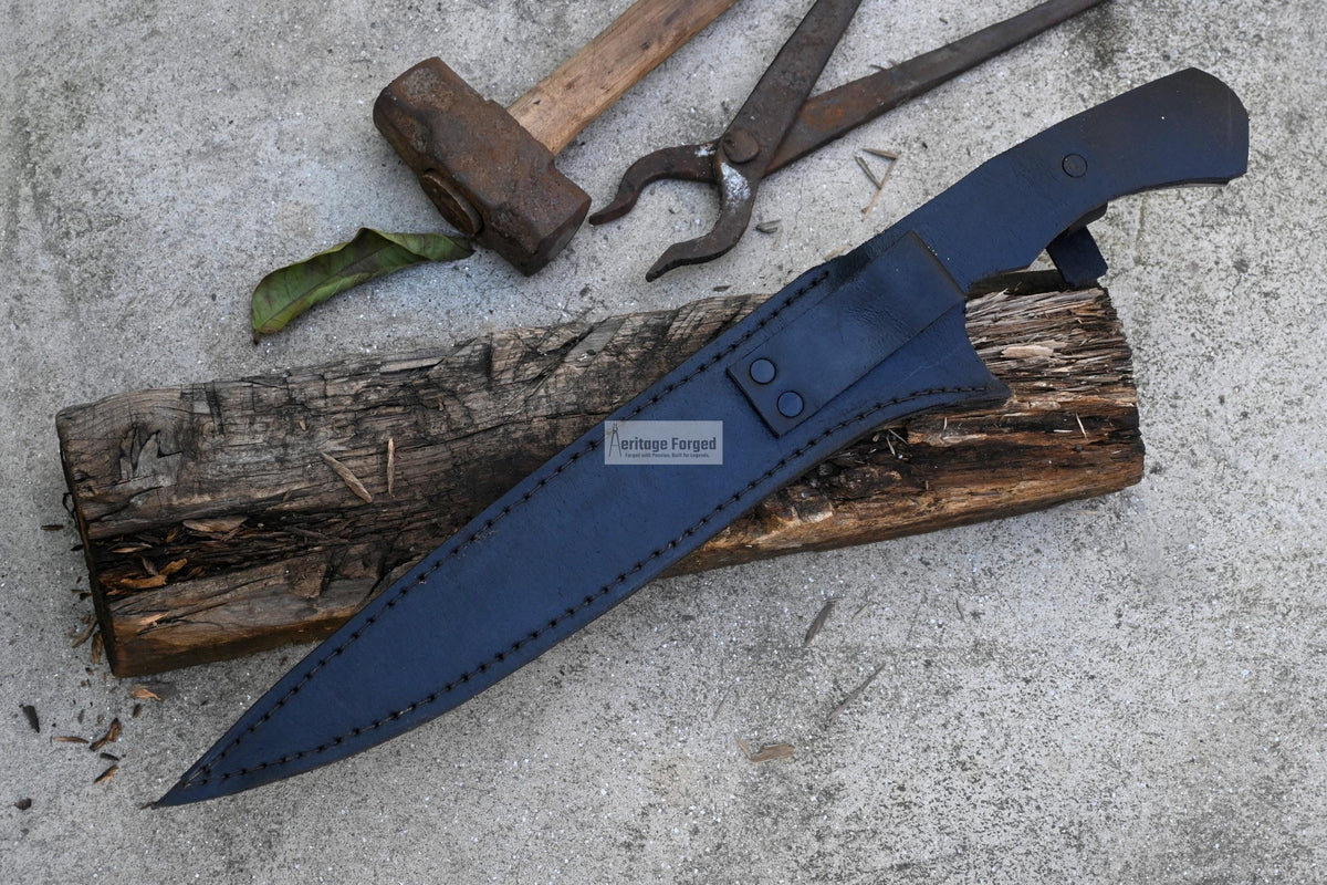 SKINNING KNIFE / 13 inches long Blade Hunting knife / Hand forged knife / Made from Leaf spring of truck / Tempered / Sharpen/ Ready to use
