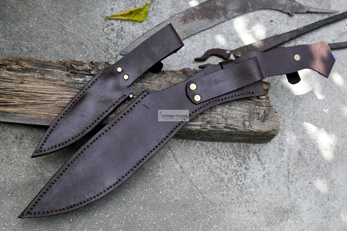 KUKRI MACHETE / Large Jungle Machete/ 15 inches Long Blade Heavy duties khukuri / Full tang/ Leaf spring of truck/ Tempered/Sharpen/Working