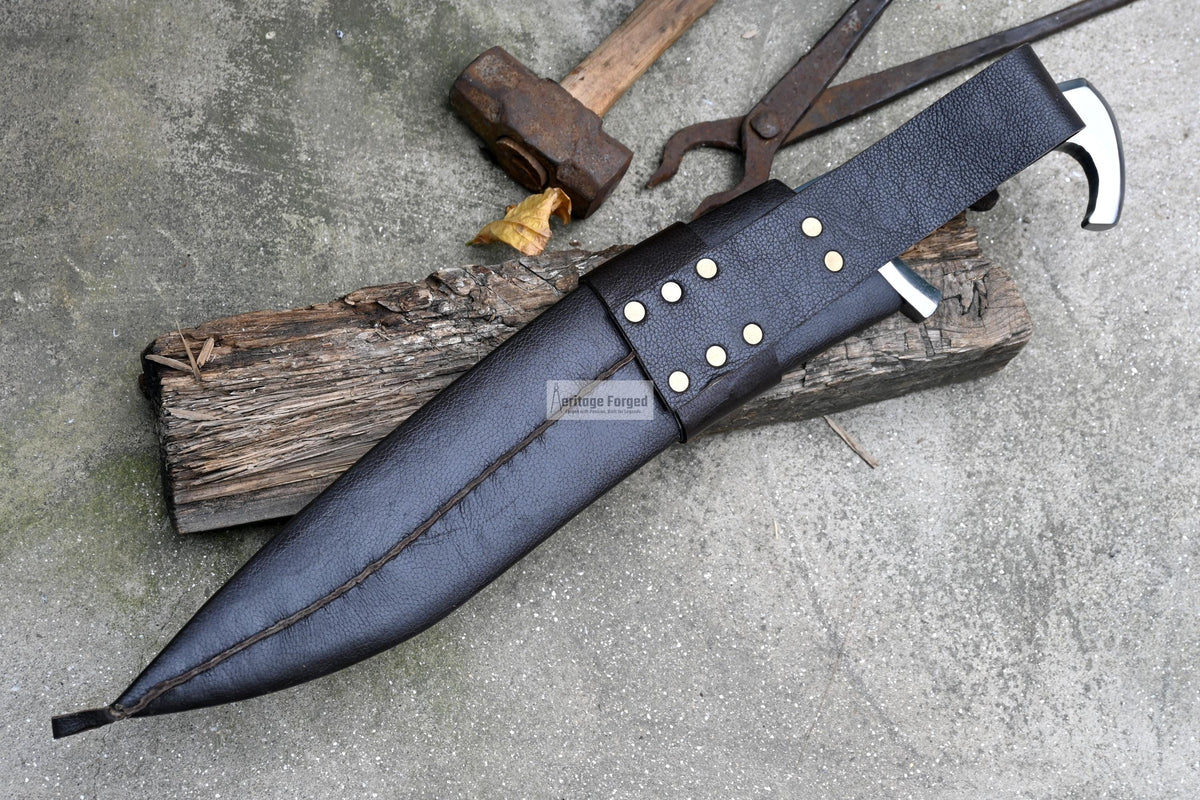 KUKRI MACHETE / Large Jungle Machete/ 16 inches Long Blade Heavy duties machete/ Full tang/ Leaf spring of truck/ Tempered/Sharpen/Working