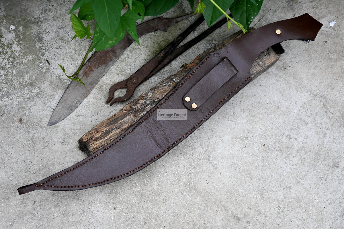 KHOPESH MACHETE/ 16 inches Long Blade hand forged Egyptian khopesh sword /Leaf spring of truck /Sharpen/Tempered/Ready to use/knife/knives