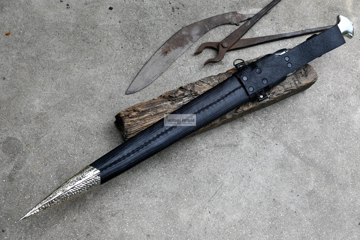 DIRK SWORD/22 inches Long Blade hand forged Sword/Leaf spring of truck/Rosewood Handle/Sharpen/Tempered/Ready to use/knife/knives