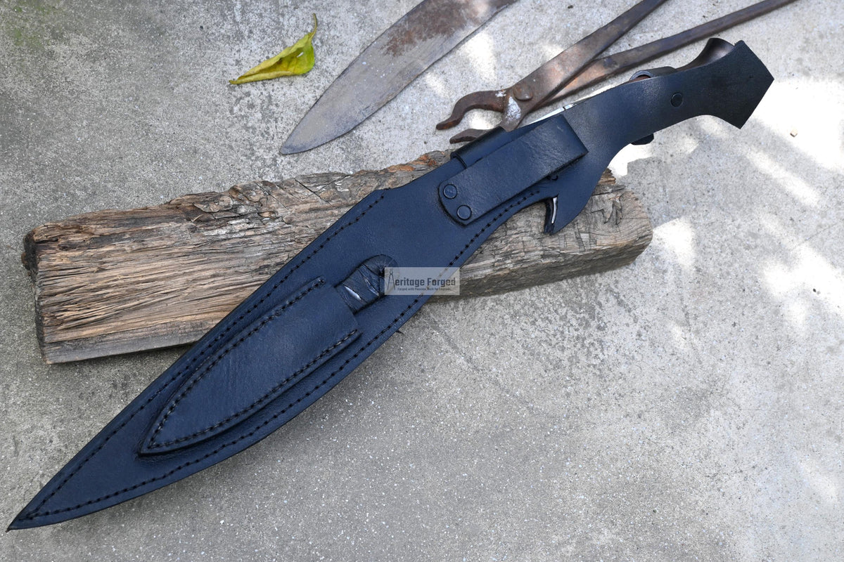 KUKRI MACHETE / Large Jungle Machete/ 18 inches Long Blade Heavy duties khukuri / Full tang/ Leaf spring of truck/ Tempered/Sharpen/Working