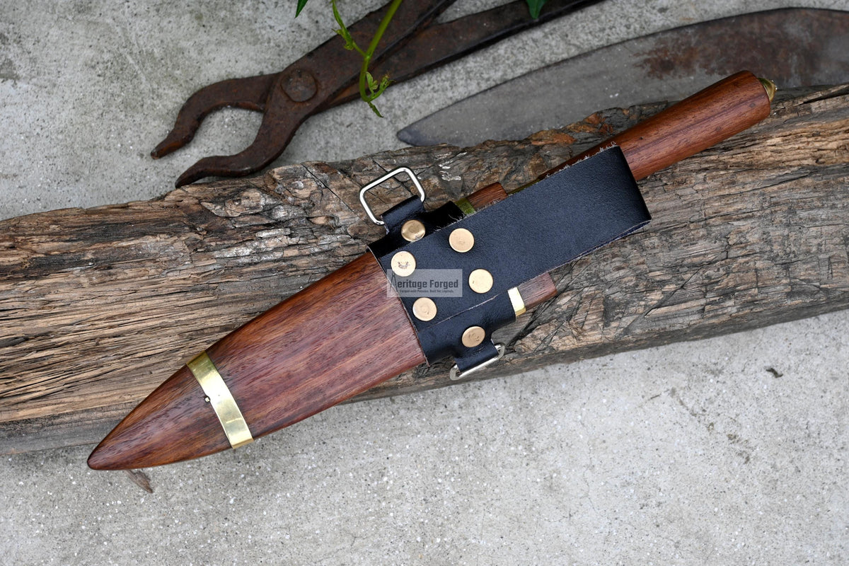 BUSHCRAFT KNIFE/Handmade kitchen knife/camping knife/hand forged knife/full tang/wooden scabbard/sharpen/Tempered/Ready to use/working knife