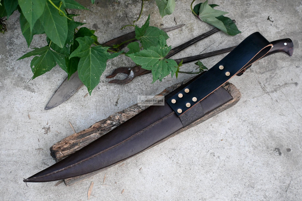 JUNGLE MACHETE / Large Jungle Clever/18 inches Long Blade Heavy duties machete/ Full tang/ Leaf spring of truck/ Tempered/Sharpen/Working