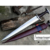 SWISS DEGEN SWORD /17 inches long Blade Hand forged sword/Leaf spring of truck/Balance water tempered/Short sword/Sharpen/Sheath included