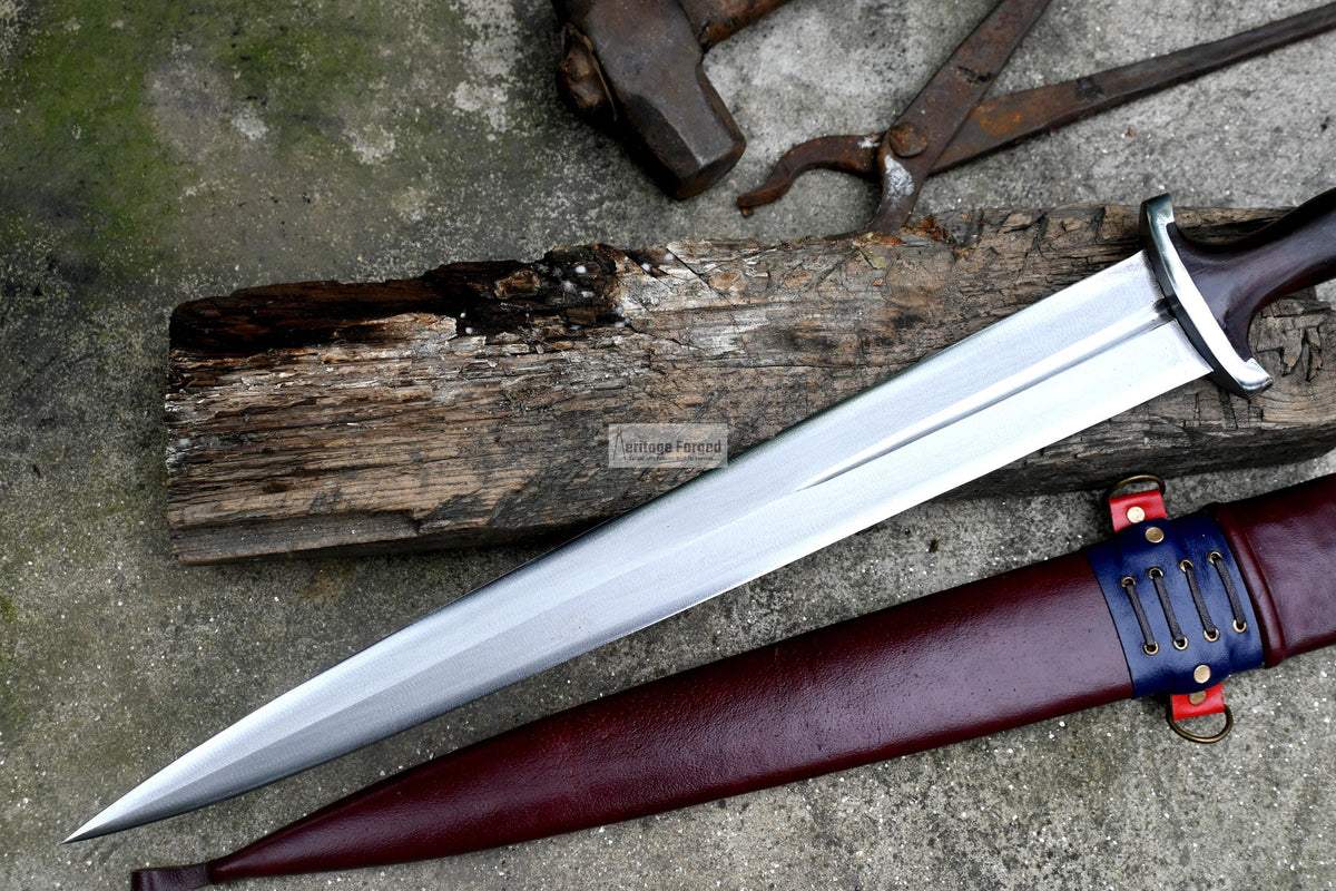 SWISS DEGEN SWORD /17 inches long Blade Hand forged sword/Leaf spring of truck/Balance water tempered/Short sword/Sharpen/Sheath included