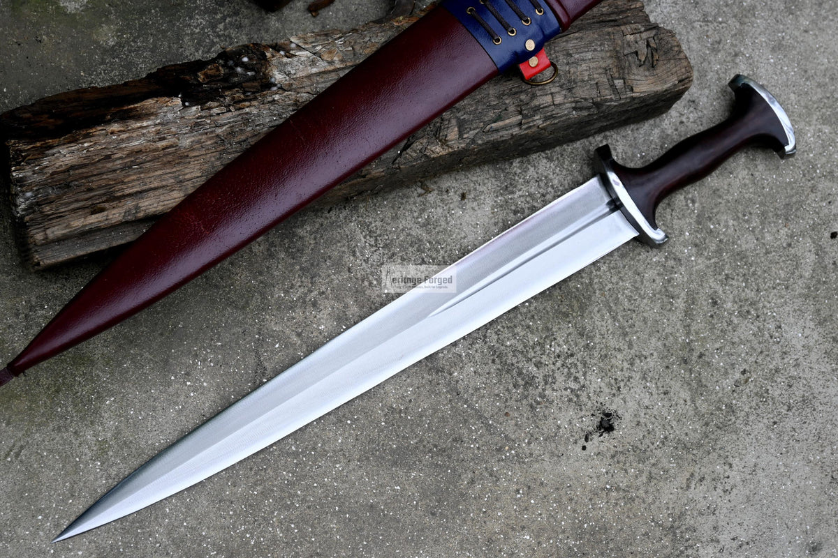 SWISS DEGEN SWORD /17 inches long Blade Hand forged sword/Leaf spring of truck/Balance water tempered/Short sword/Sharpen/Sheath included
