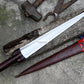 Rosewood handle detail on hand forged Scottish Dirk knife