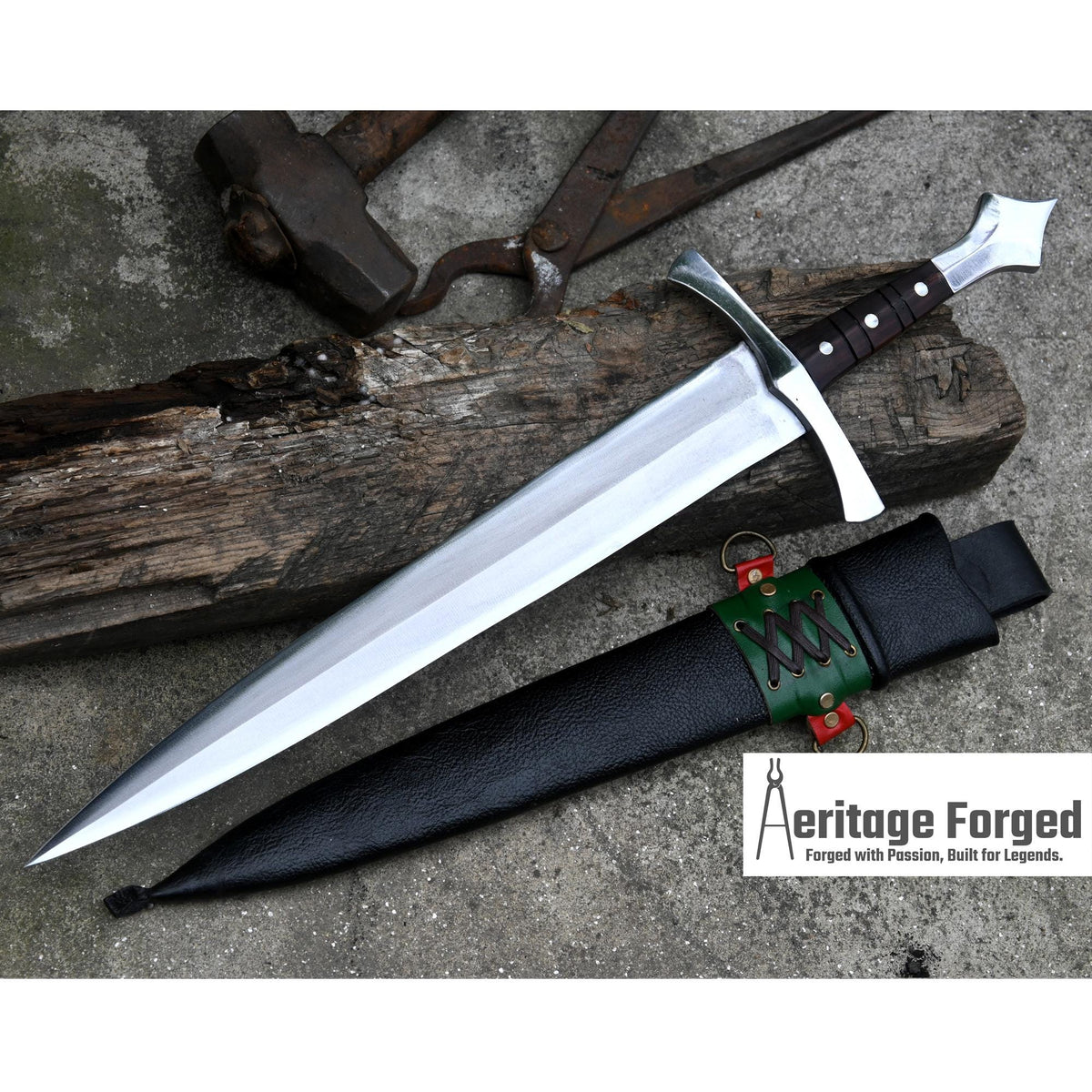 Hand forged Viking dagger with 14 inch carbon steel blade