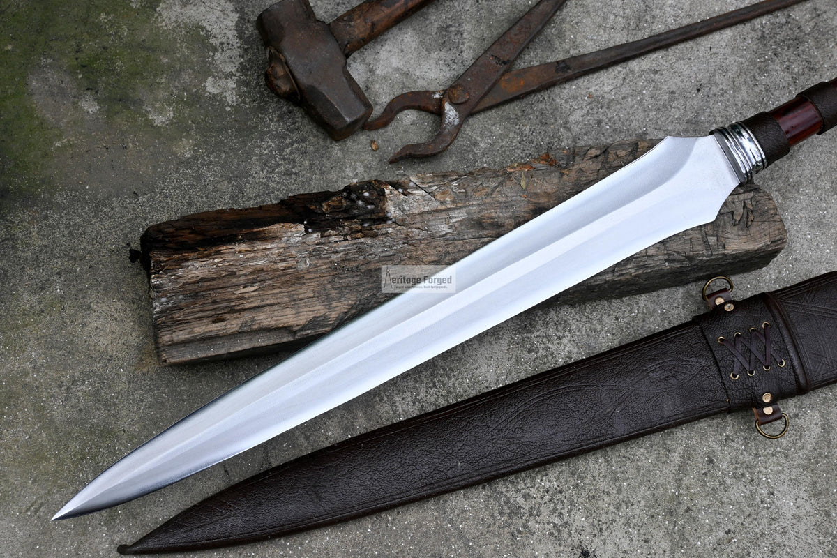 VIKING SWORD/20 inches Long Blade hand forged Sword/Leaf spring of truck/Rosewood Handle/Sharpen/Tempered/Ready to use/knife/knives