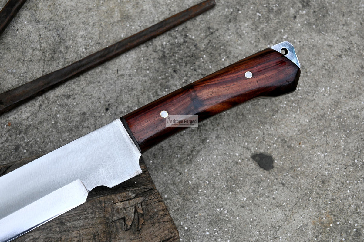 TANTO MACHETE / Large Jungle Machete/20 inches Long Blade Heavy duties machete/ Full tang/ Leaf spring of truck/ Tempered/Sharpen/Working