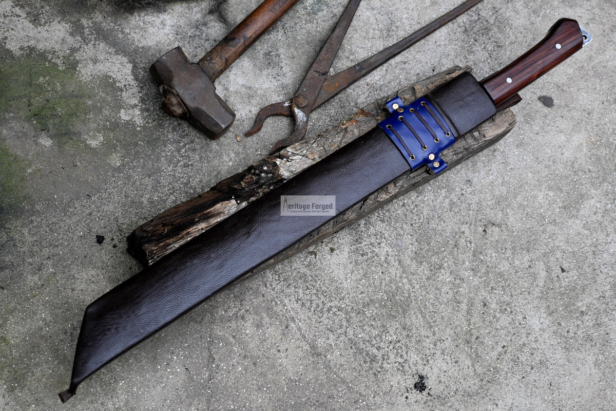 TANTO MACHETE / Large Jungle Machete/20 inches Long Blade Heavy duties machete/ Full tang/ Leaf spring of truck/ Tempered/Sharpen/Working