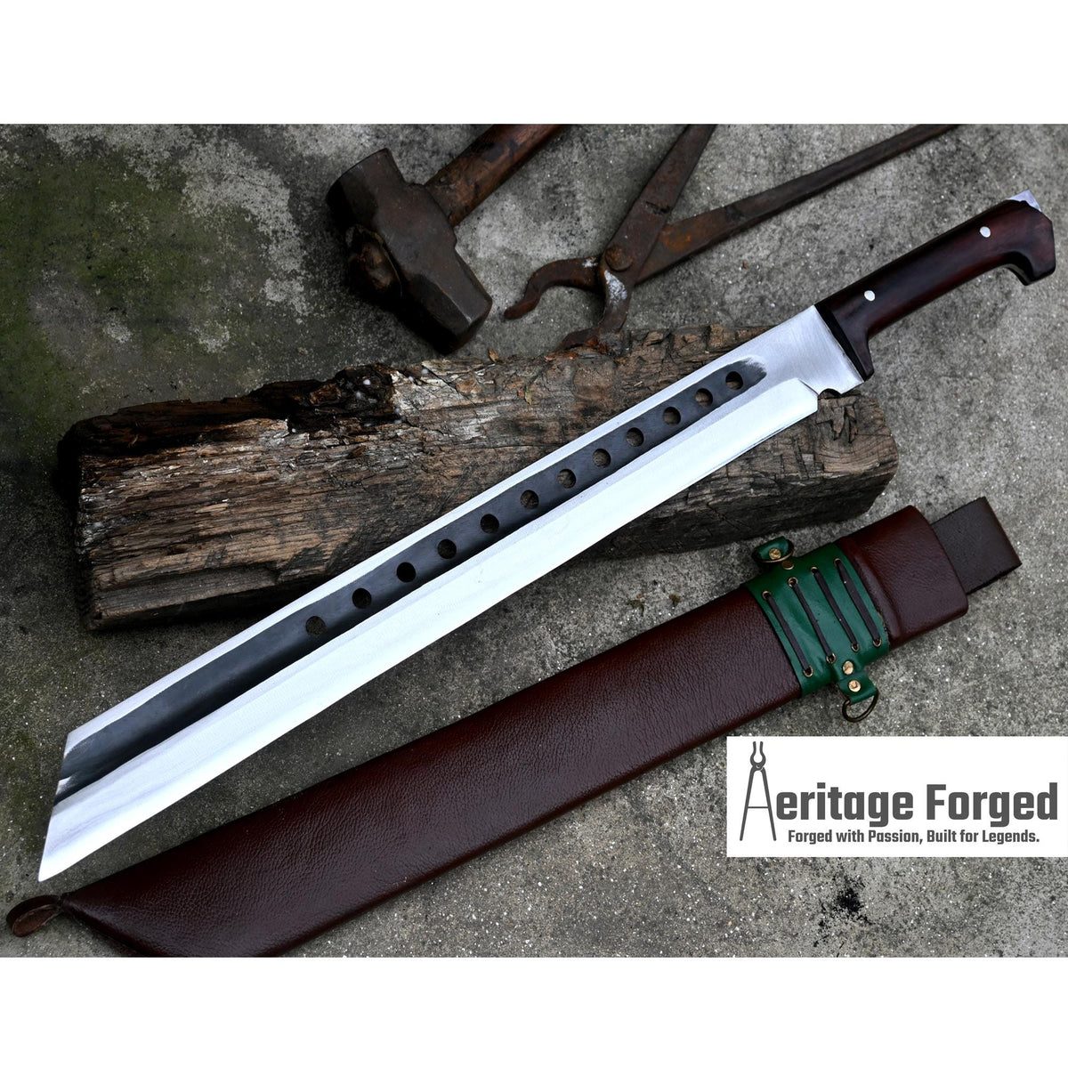 SEAX MACHETE / Large Jungle Machete/ 20 inches Long Blade Heavy duties machete/ Full tang/ Leaf spring of truck/ Tempered/Sharpen/Working