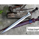 BRONZE AGE SWORD/24 inches Long Blade hand forged Sword/Leaf spring of truck/Rosewood Handle/Sharpen/Tempered/Ready to use/knife/knives