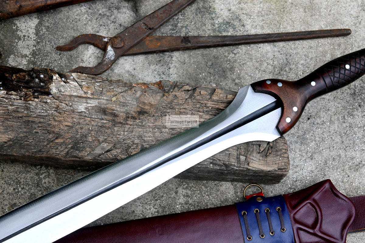 BRONZE AGE SWORD/24 inches Long Blade hand forged Sword/Leaf spring of truck/Rosewood Handle/Sharpen/Tempered/Ready to use/knife/knives