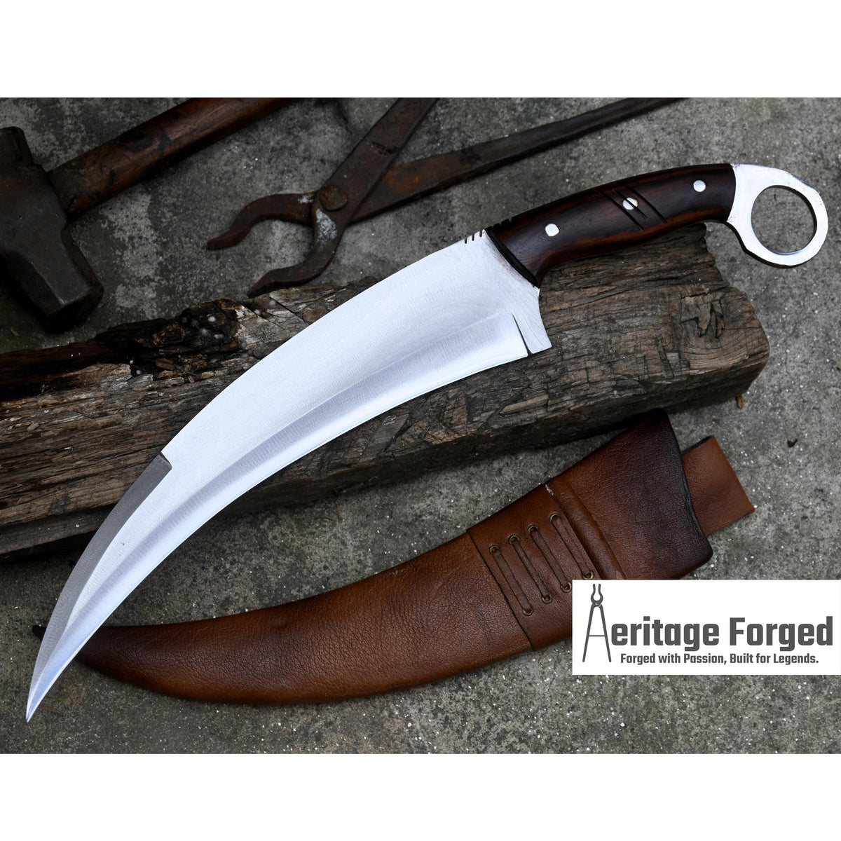 KARAMBIT MACHETE/ 13 inches Long Blade large knife/Hunting knife/made from 5160 leaf spring /Tempered / Sharpen/Sheath included