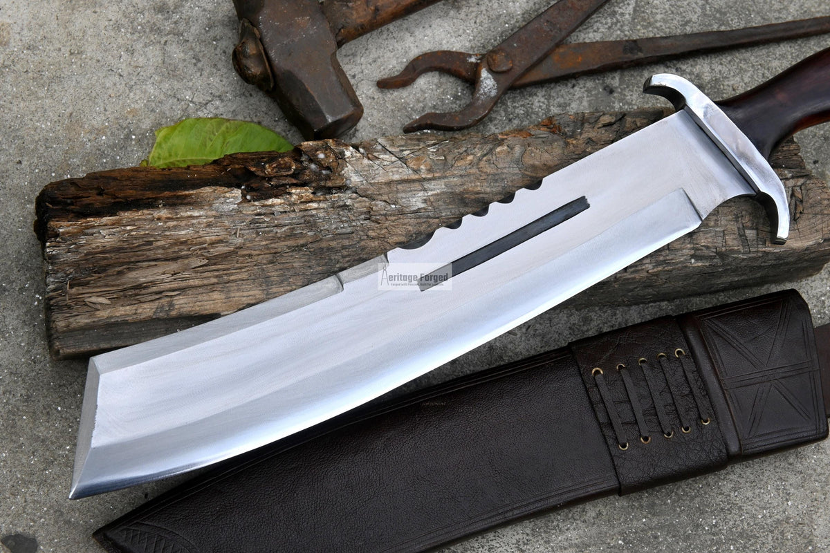 RAMBO MACHETE / Large Jungle Machete/ 15 inches Long Blade Heavy duties machete/ Full tang/ Leaf spring of truck/ Tempered/Sharpen/Working