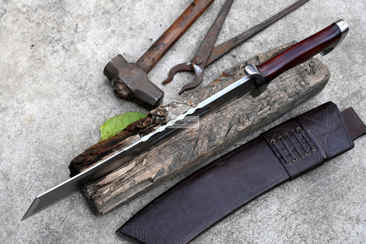 RAMBO MACHETE / Large Jungle Machete/ 15 inches Long Blade Heavy duties machete/ Full tang/ Leaf spring of truck/ Tempered/Sharpen/Working