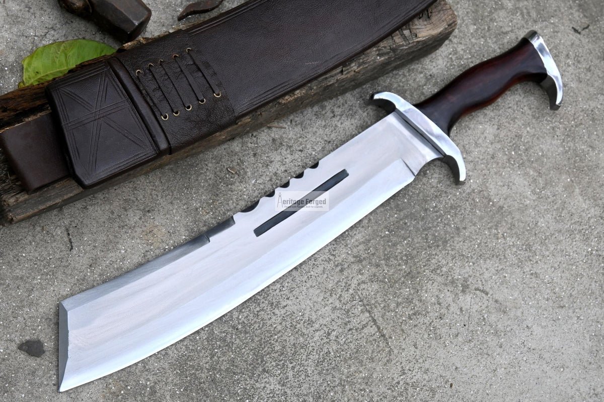 RAMBO MACHETE / Large Jungle Machete/ 15 inches Long Blade Heavy duties machete/ Full tang/ Leaf spring of truck/ Tempered/Sharpen/Working