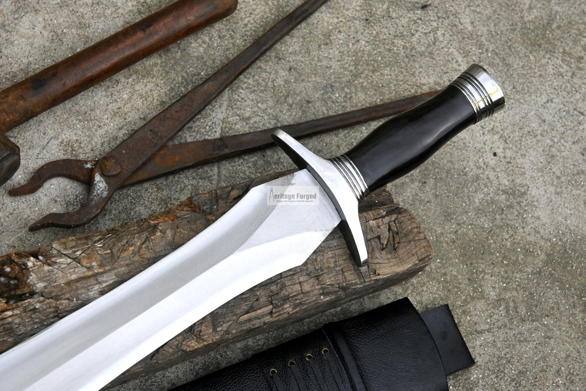 XIPHOS SWORD  / 18 inches Long Blade hand forged Sword/Leaf spring of truck/Horn Handle/Sharpen/Tempered/Ready to use/knife/knives