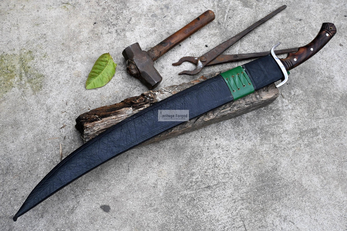 SCIMITAR SWORD/24 inches Long Blade hand forged Sword/Leaf spring of truck/Rosewood Handle/Sharpen/Tempered/Ready to use/knife/knives