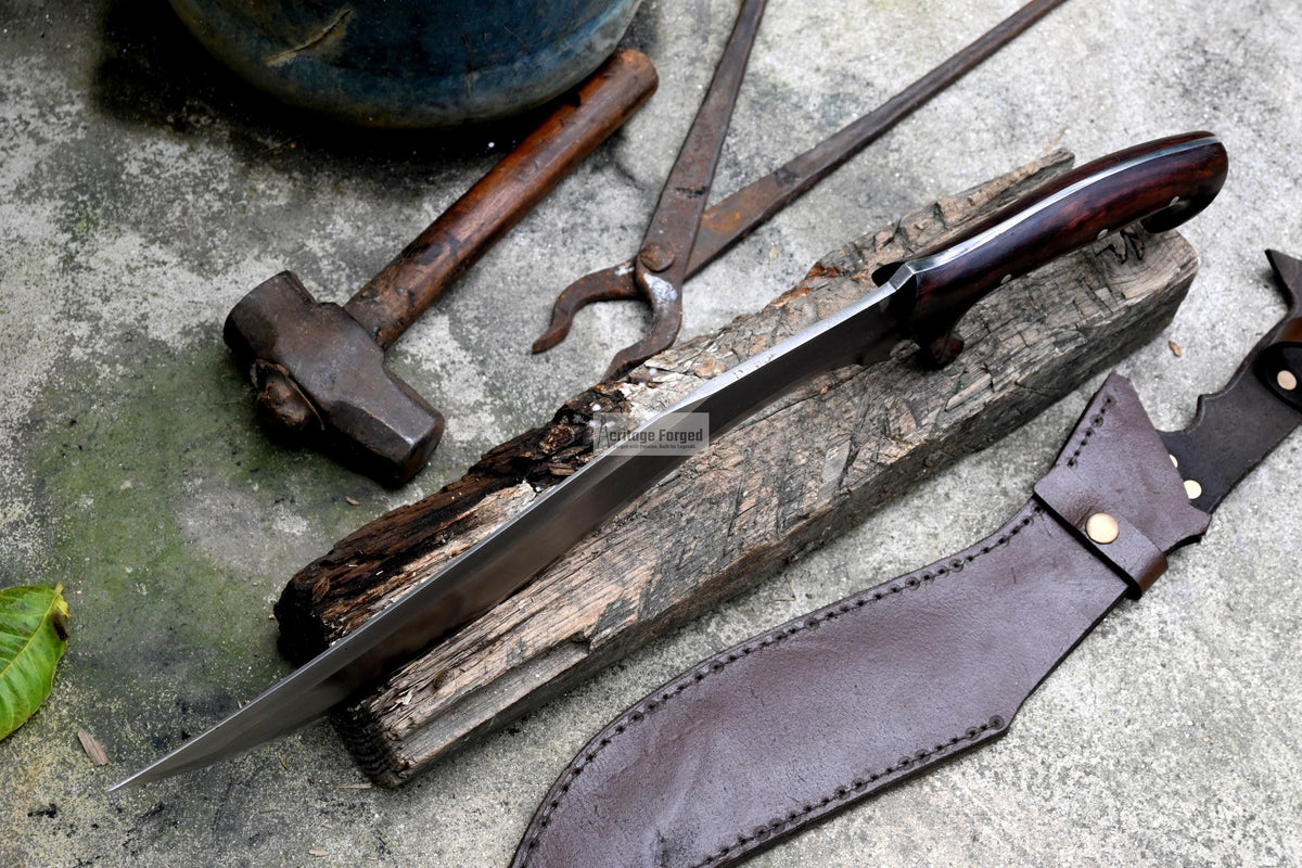 KUKRI MACHETE / Large Jungle Machete/ 16 inches Long Blade Heavy duties machete/ Full tang/ Leaf spring of truck/ Tempered/Sharpen/Working