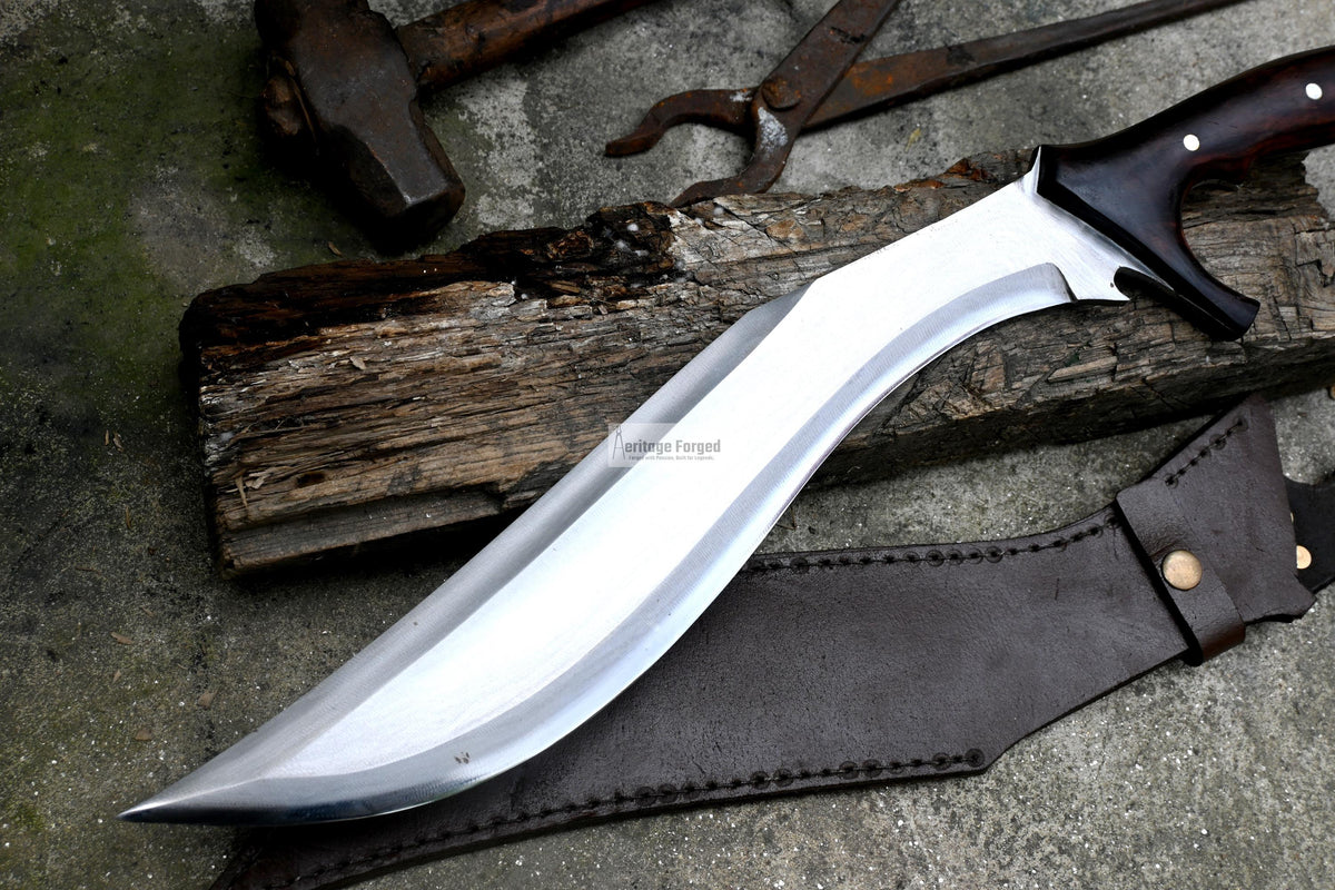 KUKRI MACHETE / Large Jungle Machete/ 16 inches Long Blade Heavy duties machete/ Full tang/ Leaf spring of truck/ Tempered/Sharpen/Working