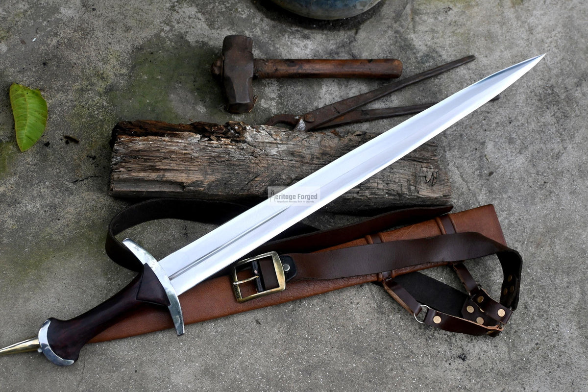 GERMAN DEGEN SWORD/24 inches Long Blade hand forged Sword/Leaf spring of truck/Rosewood Handle/ Medieval/Tempered/Ready to use/knife/knives