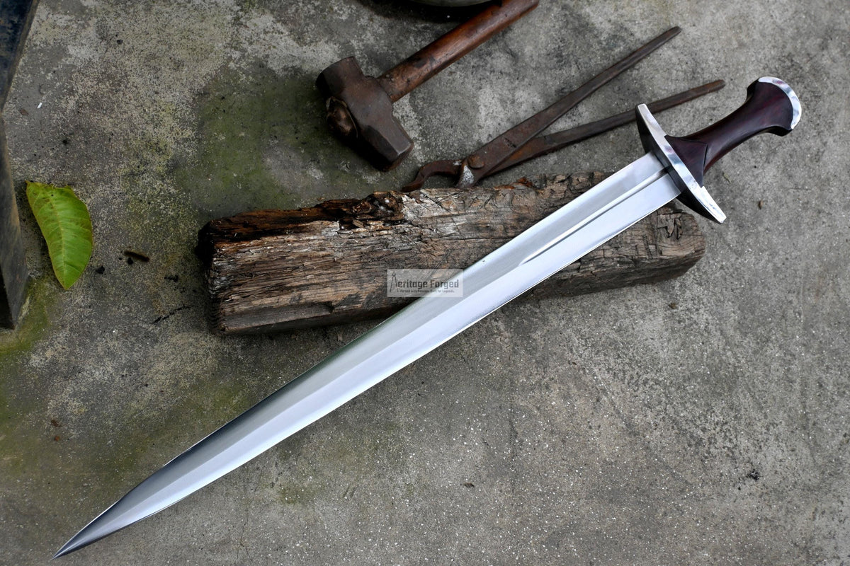 GERMAN DEGEN SWORD/24 inches Long Blade hand forged Sword/Leaf spring of truck/Rosewood Handle/ Medieval/Tempered/Ready to use/knife/knives