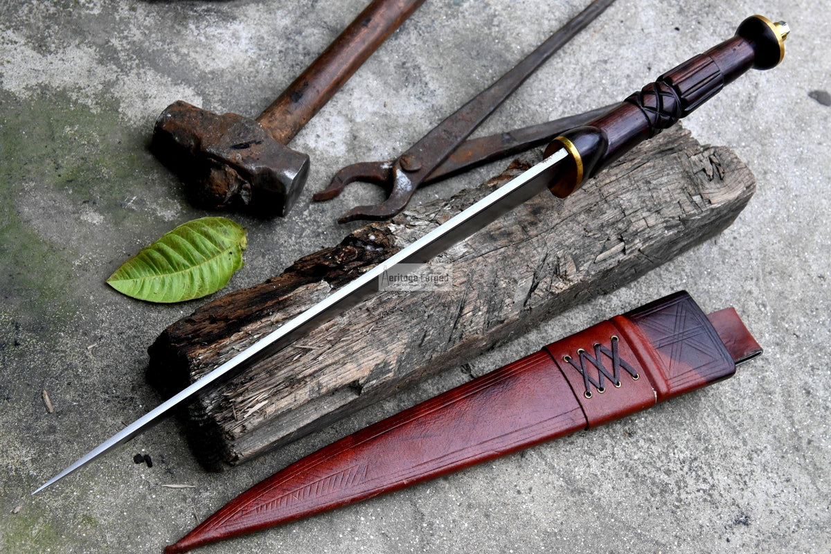SCOTTISH DIRK/16 inches Long Blade Hand forged dirk knife /Leaf spring of truck/Rosewood Handle/Sharpen/Tempered/Ready to use/knife/knives