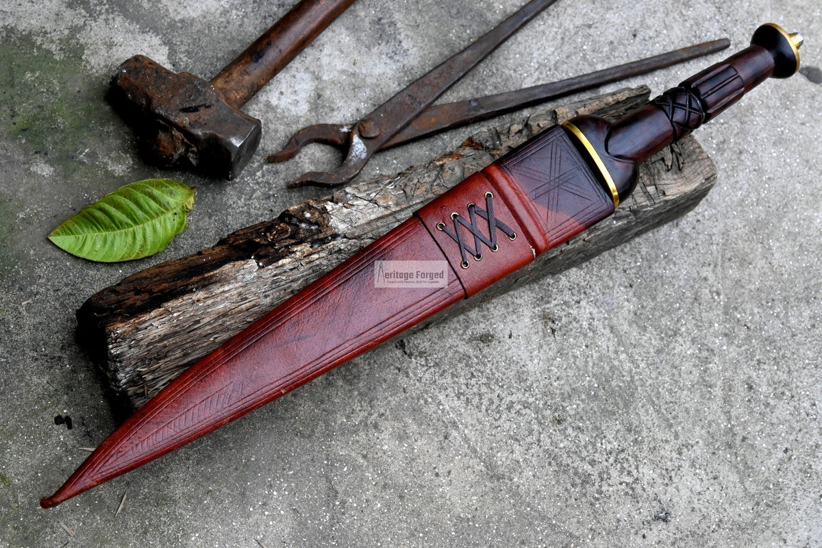 SCOTTISH DIRK/16 inches Long Blade Hand forged dirk knife /Leaf spring of truck/Rosewood Handle/Sharpen/Tempered/Ready to use/knife/knives