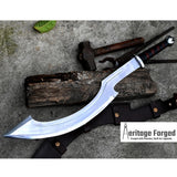 KHOPESH MACHETE/ 20 inches Long Blade hand forged Egyptian  khopesh sword /Leaf spring of truck /Sharpen/Tempered/Ready to use/knife/knives