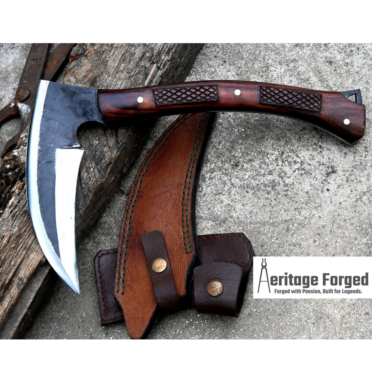 KAMA KNIFE/Traditional Japanese knife/Farmer Sickle /Leaf spring of truck/Rosewood Handle/Sharpen/Tempered/Ready to use/knife/knives
