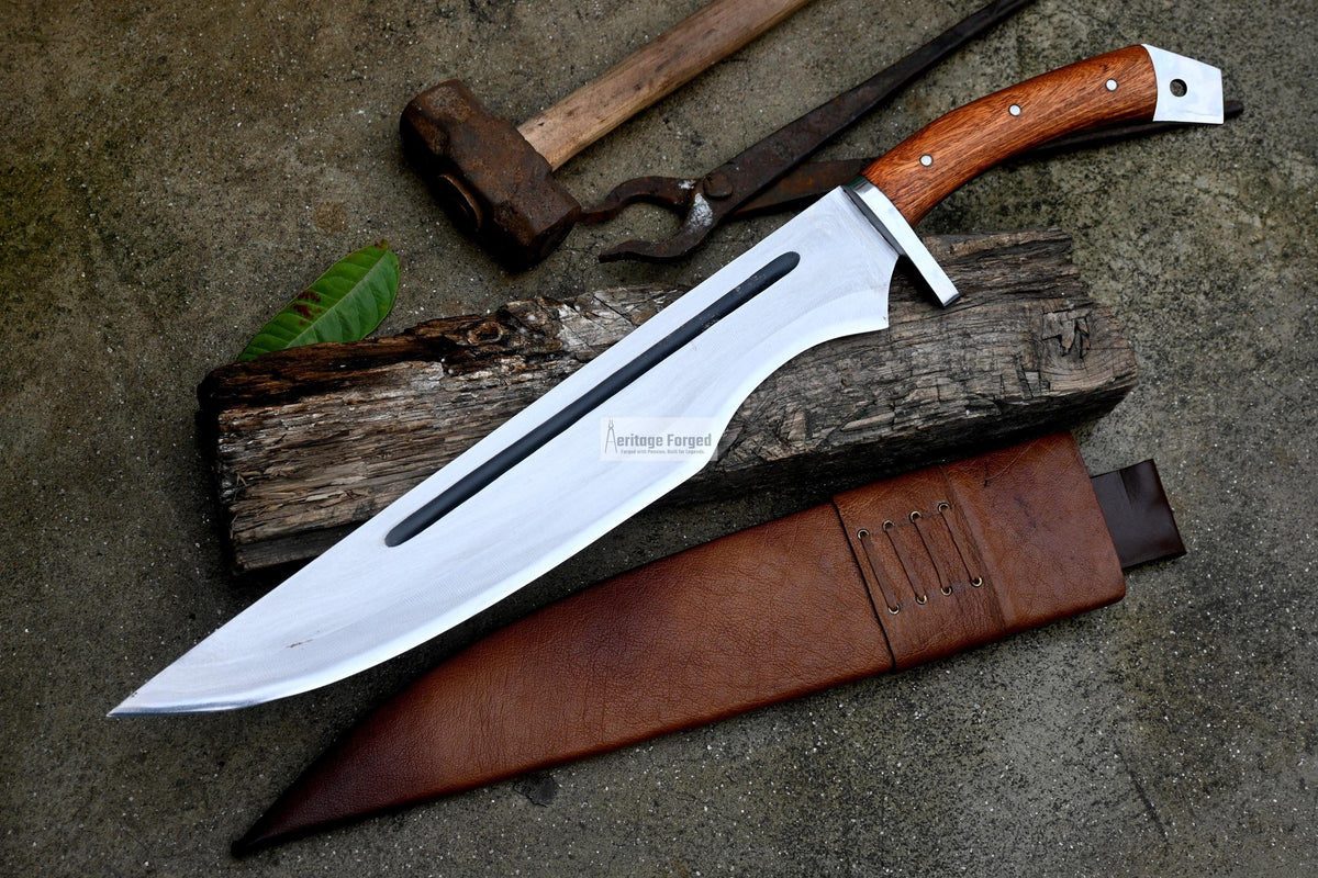 JUNGLE MACHETE / Large Jungle Machete/18 inches Long Blade Heavy duties machete/ Full tang/ Leaf spring of truck/ Tempered/Sharpen/Working