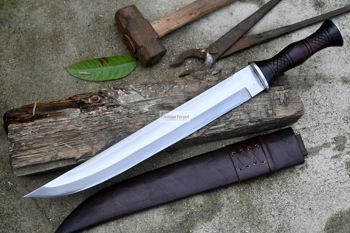 HUNTING KNIFE / 15 inches long Blade Hunting knife / Hand forged knife / Made from Leaf spring of truck / Tempered / Sharpen/ Ready to use