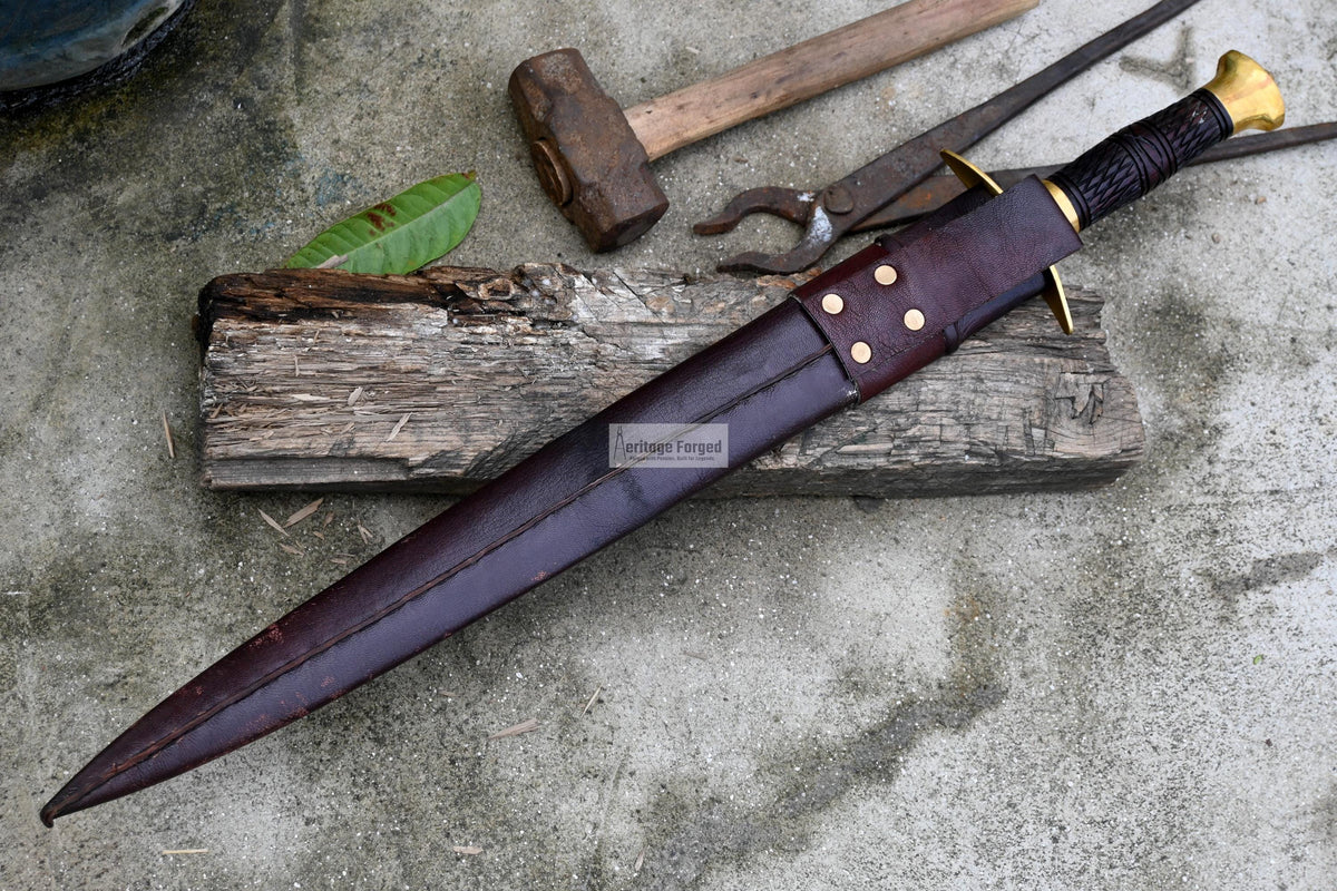 MINI VIKING SWORD/20 inches Long Blade hand forged Sword/Leaf spring of truck/Rosewood Handle/Sharpen/Tempered/Ready to use/knife/knives
